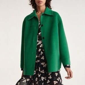 The Kooples Over Shirt Style Green Wool Blend Jacket Size Small